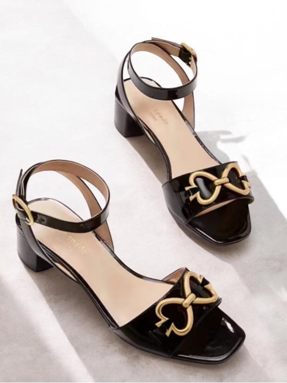 Kate Spade Black Patten Cross Ankle Strap Black Heels Size 5.5